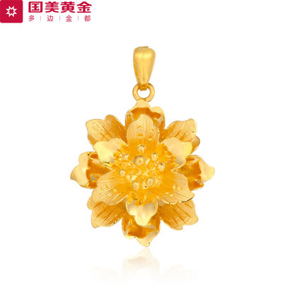 多邊金都【花開富貴】足金吊墜 8.46克，承托東方美學與黃金價值的典雅之作